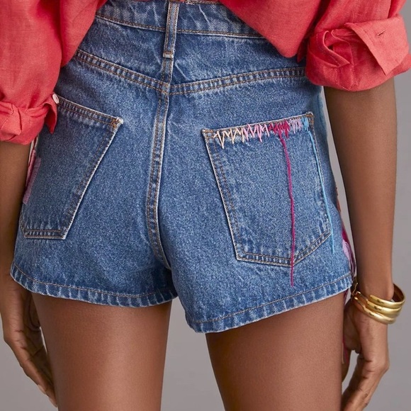 Farm Anthropologie Colorful Birds Denim Shorts new with tags - Picture 5 of 10
